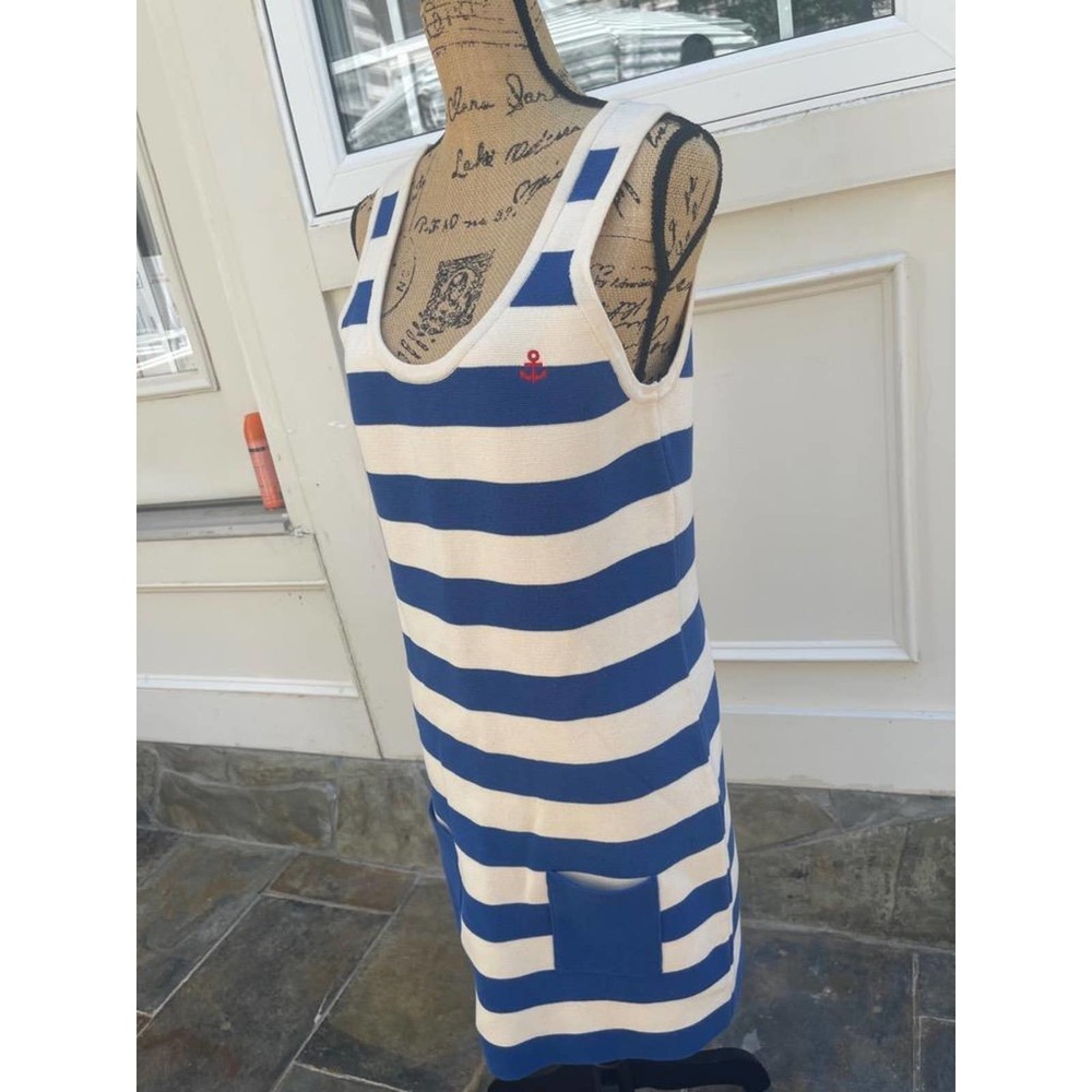 SONIA RYKIEL STRIPE BLUE WHITE SWEATER VEST DRESS SIZE XL (DR900 - Picture 2 of 5